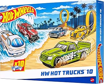 Hot Wheels 1:64 Scale Toy Trucks Set of 10 Die-Cast Stunt Utility Racing & Other Toy Pickup Trucks (Styles May Vary)