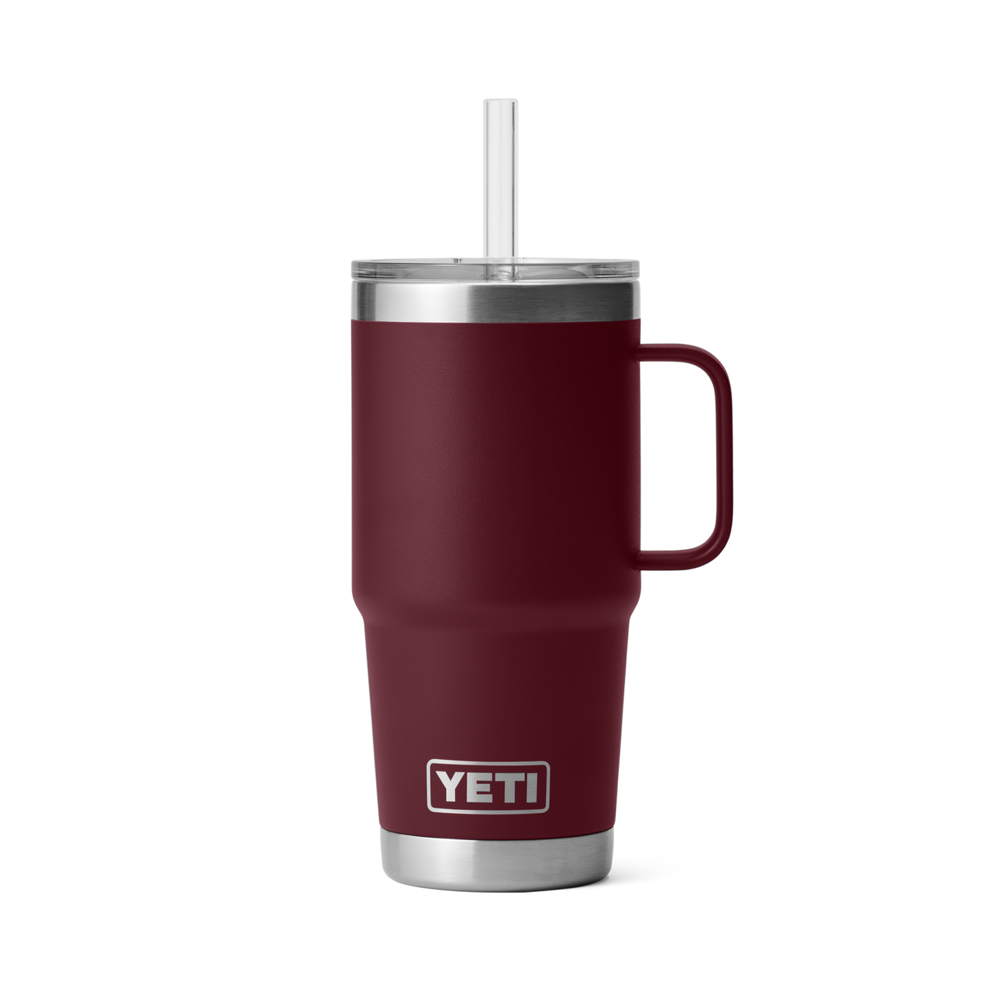 YETI Rambler 25 oz Tumbler with Handle and Straw Lid, Travel Mug Water Tumbler, Vacuum Insulated Cup with Handle, Stainless Steel, Wild Vine Red