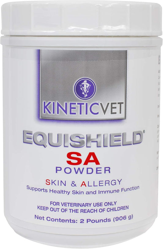 KineticVet EquiShield SA powder in a white 2 lb tub with a purple label