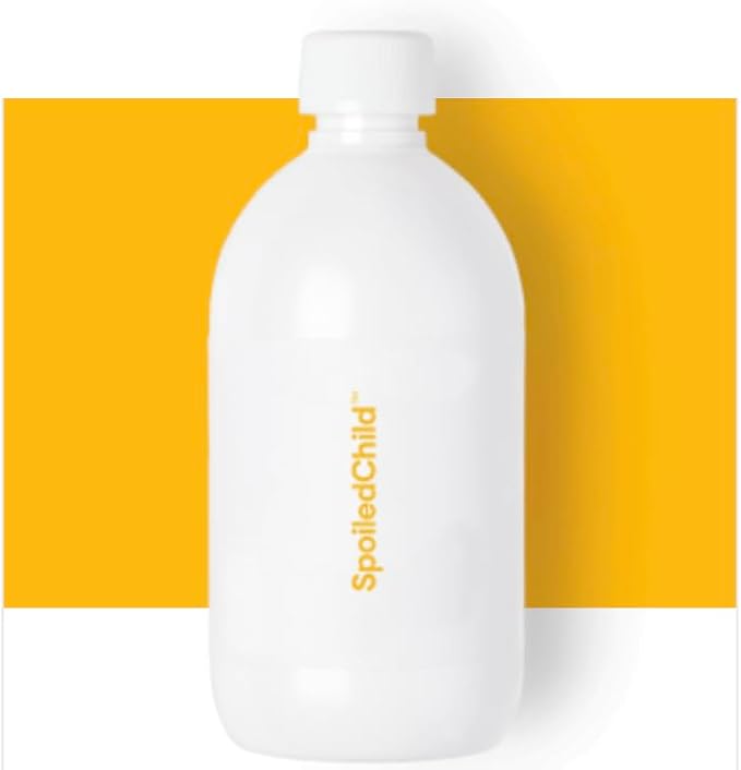 White SpoiledChild bottle in front of a yellow panel
